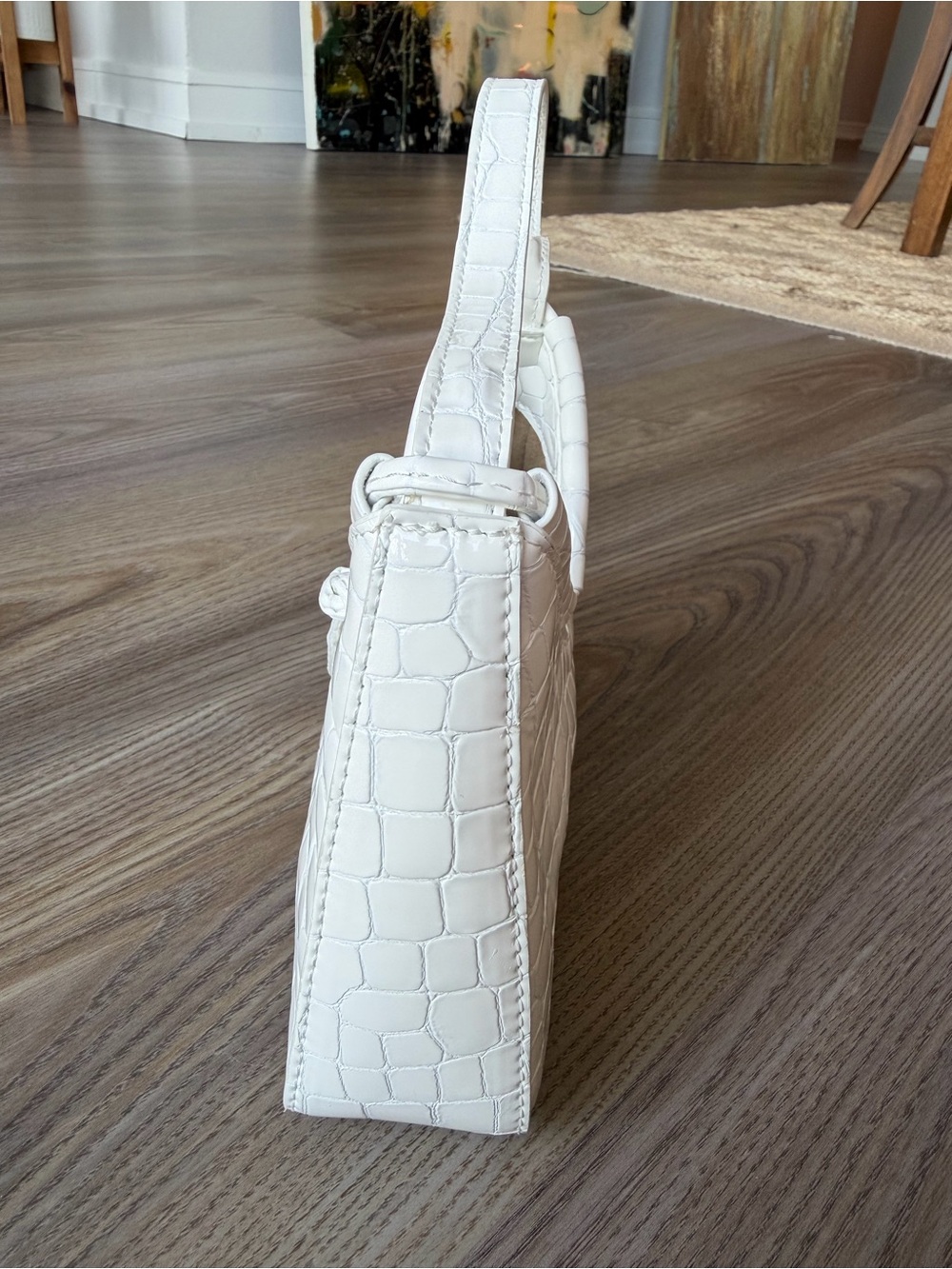 Reformation Chiara Mini White Croc-Embossed Handbag - Picture 4 of 7